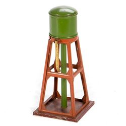 O Gauge Lionel 93 Water Tower with green tank and stand pipe, terra cotta framework, gold spout, red