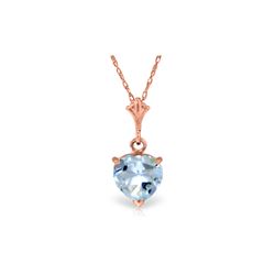 Genuine 1.15 ctw Aquamarine Necklace 14KT Rose Gold - REF-22A8K