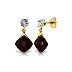 Genuine 17.56 ctw Garnet & Diamond Earrings 14KT Yellow Gold - REF-59R2P