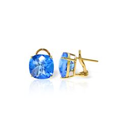 Genuine 7.2 ctw Blue Topaz Earrings 14KT Yellow Gold - REF-46W5Y