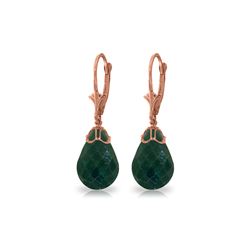 Genuine 29.6 ctw Green Sapphire Corundum Earrings 14KT Rose Gold - REF-40H7X