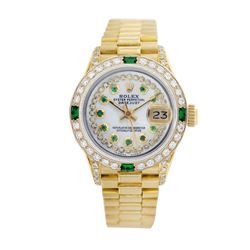 Rolex Pre-owned 26mm Womens String White MOP 18K Gold