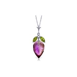 Genuine 10 ctw Amethyst & Peridot Necklace 14KT White Gold - REF-28P9H