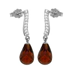 Genuine 4.78 ctw Garnet & Diamond Earrings 14KT White Gold - REF-46F2Z