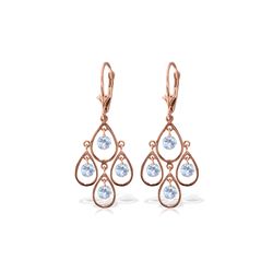 Genuine 2.4 ctw Aquamarine Earrings 14KT Rose Gold - REF-61Z6N