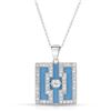 Image 1 : Natural 7.41 CTW Turquoise & Diamond Necklace 18K White Gold - REF-121H5W