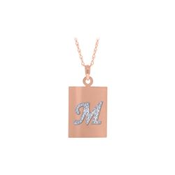 Genuine 0.01 ctw Diamond Anniversary Necklace 14KT Rose Gold - REF-68A8K