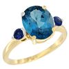 2.64 CTW London Blue Topaz & Blue Sapphire Ring 10K Yellow Gold - REF-25X3M