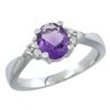 1.06 CTW Amethyst & Diamond Ring 10K White Gold - REF-28M4A