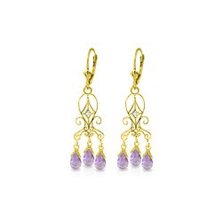 Genuine 4.81 ctw Amethyst & Diamond Earrings 14KT Yellow Gold - REF-46K7V