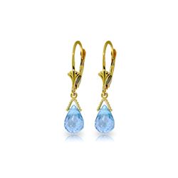 Genuine 4.5 ctw Blue Topaz Earrings 14KT Yellow Gold - REF-22M7T