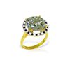 Genuine 5.2 ctw Green Amethyst, White & Black Diamond Ring 14KT Yellow Gold - REF-90Z6N