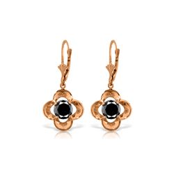 Genuine 1.0 ctw Black Diamond Earrings 14KT Rose Gold - REF-76Y2F