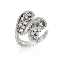 Natural 0.99 CTW Diamond Ring 18K White Gold - REF-249M3F