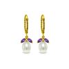 Image 1 : Genuine 9 ctw Amethyst & Pearl Earrings 14KT Yellow Gold - REF-39X3M
