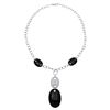 Natural 61.89 CTW Onyx & Diamond Necklace 14K White Gold - REF-197H3W