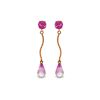 Genuine 4.3 ctw Pink Topaz Earrings 14KT Rose Gold - REF-24K4V