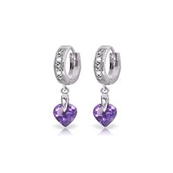 Genuine 1.77 ctw Amethyst & Diamond Earrings 14KT White Gold - REF-35F2Z