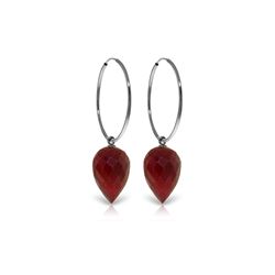 Genuine 26.1 ctw Ruby Earrings 14KT White Gold - REF-36V9W