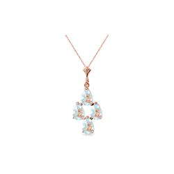 Genuine 1.95 ctw Aquamarine Necklace 14KT Rose Gold - REF-27V5W