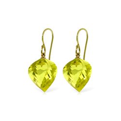 Genuine 21.5 ctw Quartz Lemon Earrings 14KT Yellow Gold - REF-33X7M