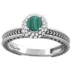 1.61 CTW Malachite & Diamond Ring 14K White Gold - REF-53H5M