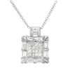 Natural 1 CTW Baguette & Princess Diamond Necklace 14K White Gold - REF-113R4K