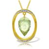 Genuine 9.6 ctw Green Amethyst & Diamond Necklace 14KT Yellow Gold - REF-109N6R