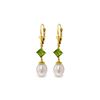 Genuine 9.5 ctw Pearl & Peridot Earrings 14KT Yellow Gold - REF-24T4A