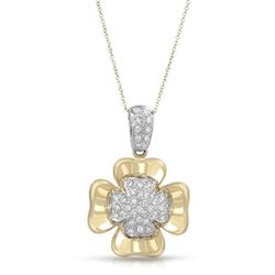 Natural 0.55 CTW Diamond Necklace 18K Two Tone Yellow Gold - REF-195M3F