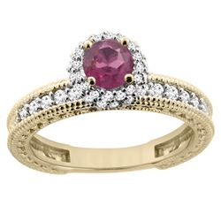 0.95 CTW Rhodolite & Diamond Ring 14K Yellow Gold - REF-66N2Y