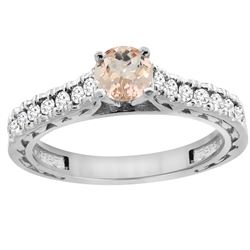 0.74 CTW Morganite & Diamond Ring 14K White Gold - REF-63M8A