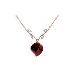 Genuine 15.27 ctw Ruby & Diamond Necklace 14KT Rose Gold - REF-46R7P