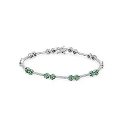Natural 2.43 CTW Emerald & Diamond Bracelet 14K White Gold - REF-129Y6N
