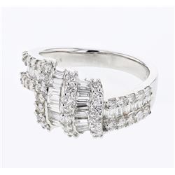 Natural 1.89 CTW Baguette & Diamond Ring 18K White Gold - REF-228R6K