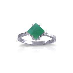 Genuine 1.46 ctw Emerald & Diamond Ring 14KT White Gold - REF-39M9T