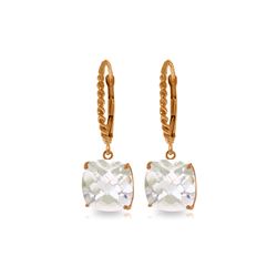 Genuine 7.2 ctw White Topaz Earrings 14KT Rose Gold - REF-48K3V