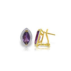 Genuine 3.6 ctw Amethyst & Diamond Earrings 14KT Yellow Gold - REF-102X2M