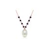 Genuine 5 ctw Pearl & Sapphire Necklace 14KT Rose Gold - REF-28N4R