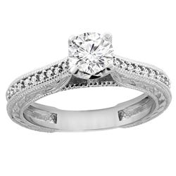 0.65 CTW Diamond Ring 14K White Gold - REF-147Y4V