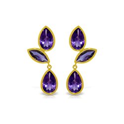 Genuine 13 ctw Amethyst Earrings 14KT Yellow Gold - REF-58P7H