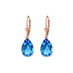 Genuine 13 ctw Blue Topaz Earrings 14KT Rose Gold - REF-48K4V