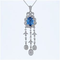 Natural 5.95 CTW Topaz & Diamond Necklace 14K White Gold - REF-130T5X