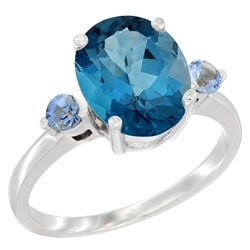 2.64 CTW London Blue Topaz & Blue Sapphire Ring 14K White Gold - REF-32M8A