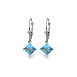 Genuine 3.2 ctw Blue Topaz Earrings 14KT White Gold - REF-30K2V