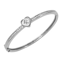 Natural 0.66 CTW Diamond & Princess Diamond Bangle 18K White Gold - REF-229T5X