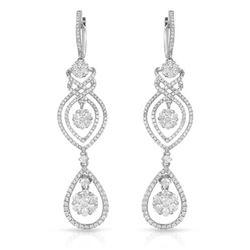 Natural 4.21 CTW Diamond Earrings 14K White Gold - REF-502N2Y