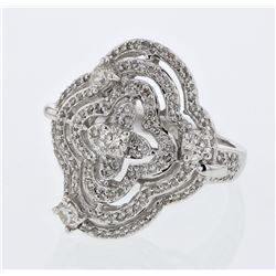 Natural 1.23 CTW Diamond Ring 18K White Gold - REF-207F2M