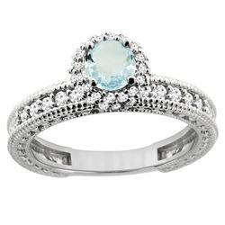0.77 CTW Aquamarine & Diamond Ring 14K White Gold - REF-67R2H