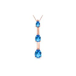 Genuine 1.71 ctw Blue Topaz Necklace 14KT Rose Gold - REF-27F5Z